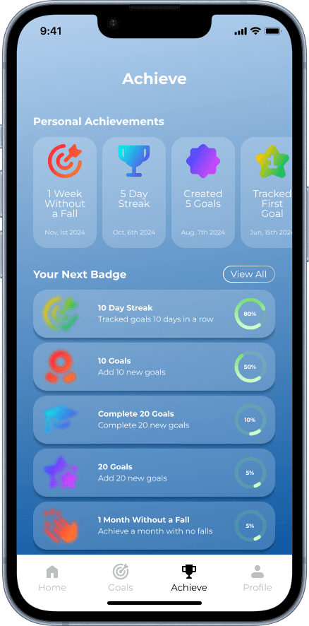 Achievements with streaks and badges