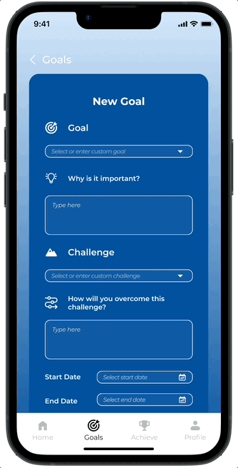 Redesigned goal creation flow